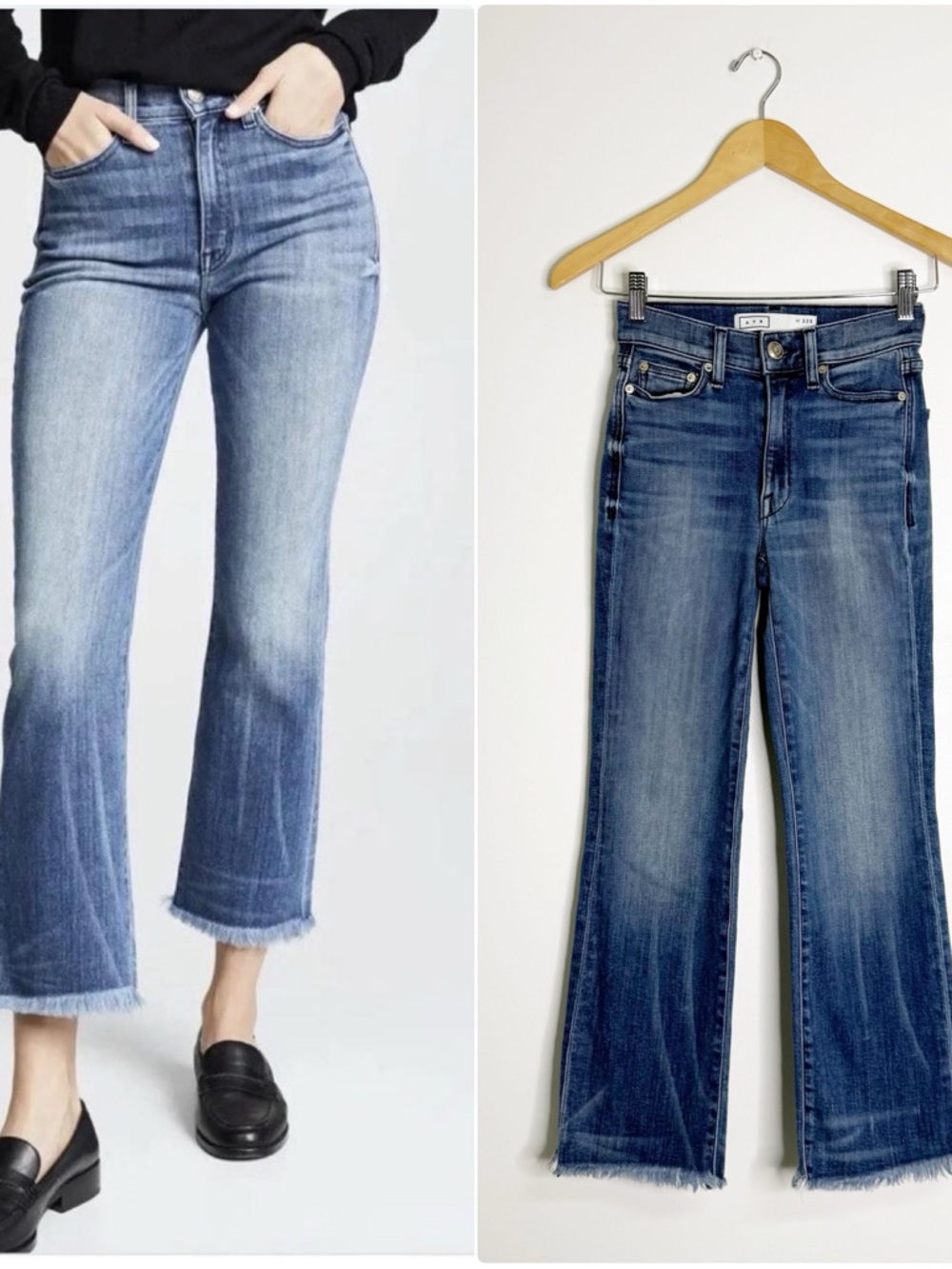 AYR Bomb Pop Straight Leg Ankle Jeans 23 Short Bamba Frayed Hem